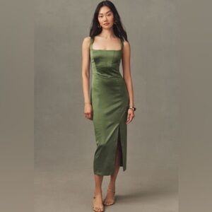 Anthropologie Olive Green Midi Dress